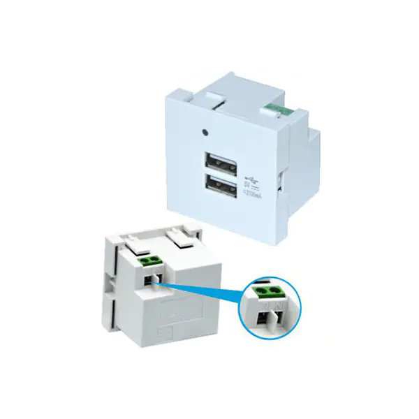 Mô-đun ổ cắm sạc USB TypeA+A có đèn LED 2.1A